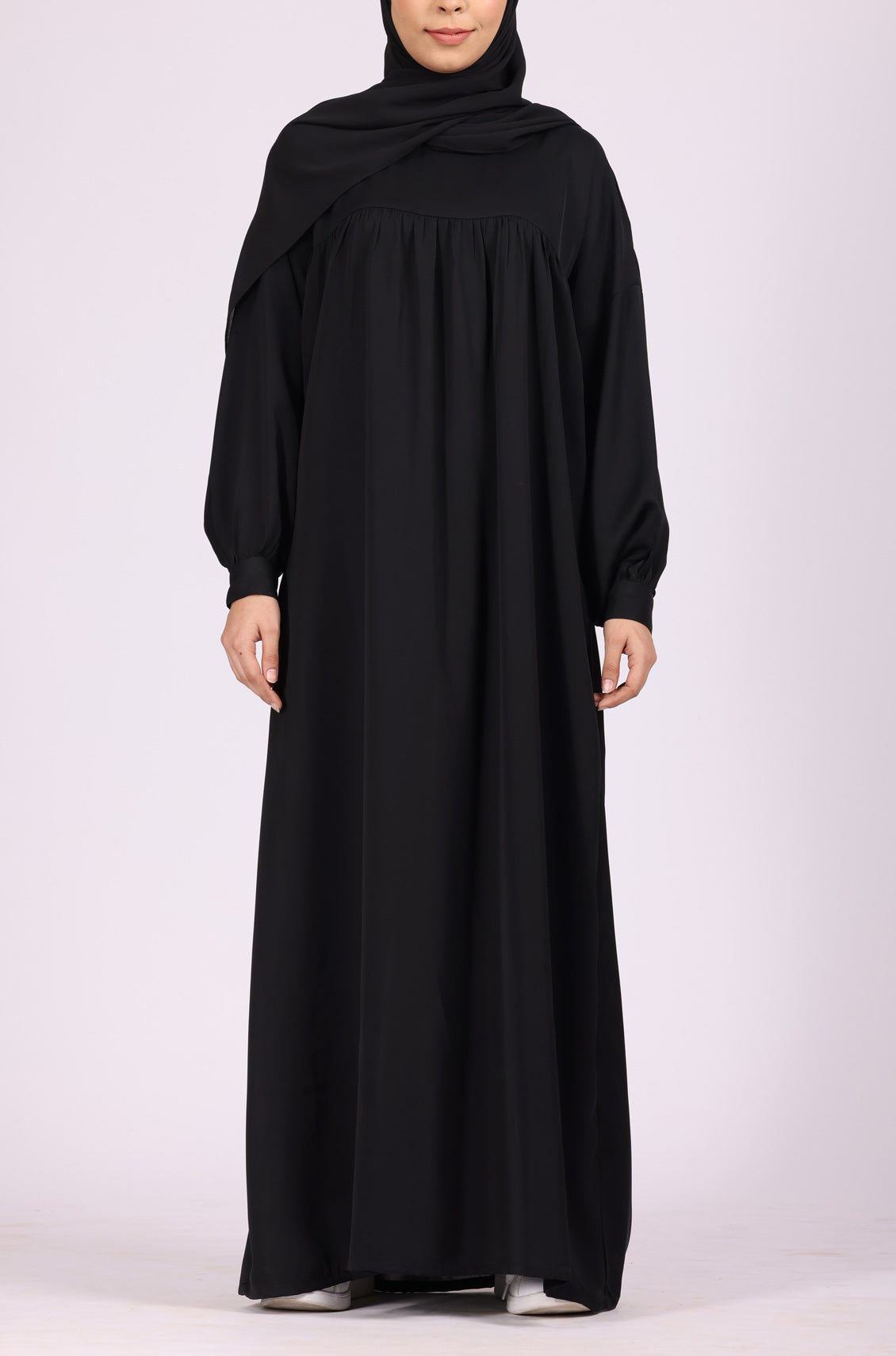 Black Satin Abaya Dress