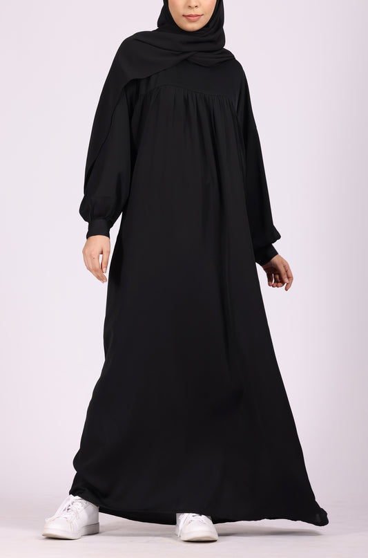 Black Satin Abaya Dress