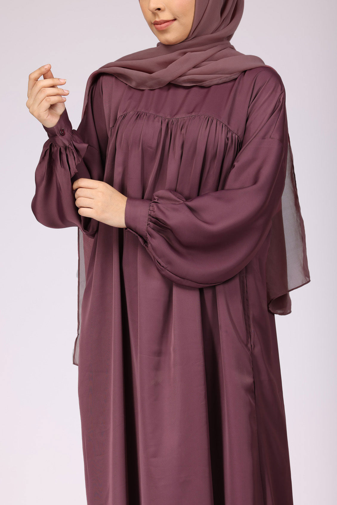 Deep Blush Nida Abaya Dress