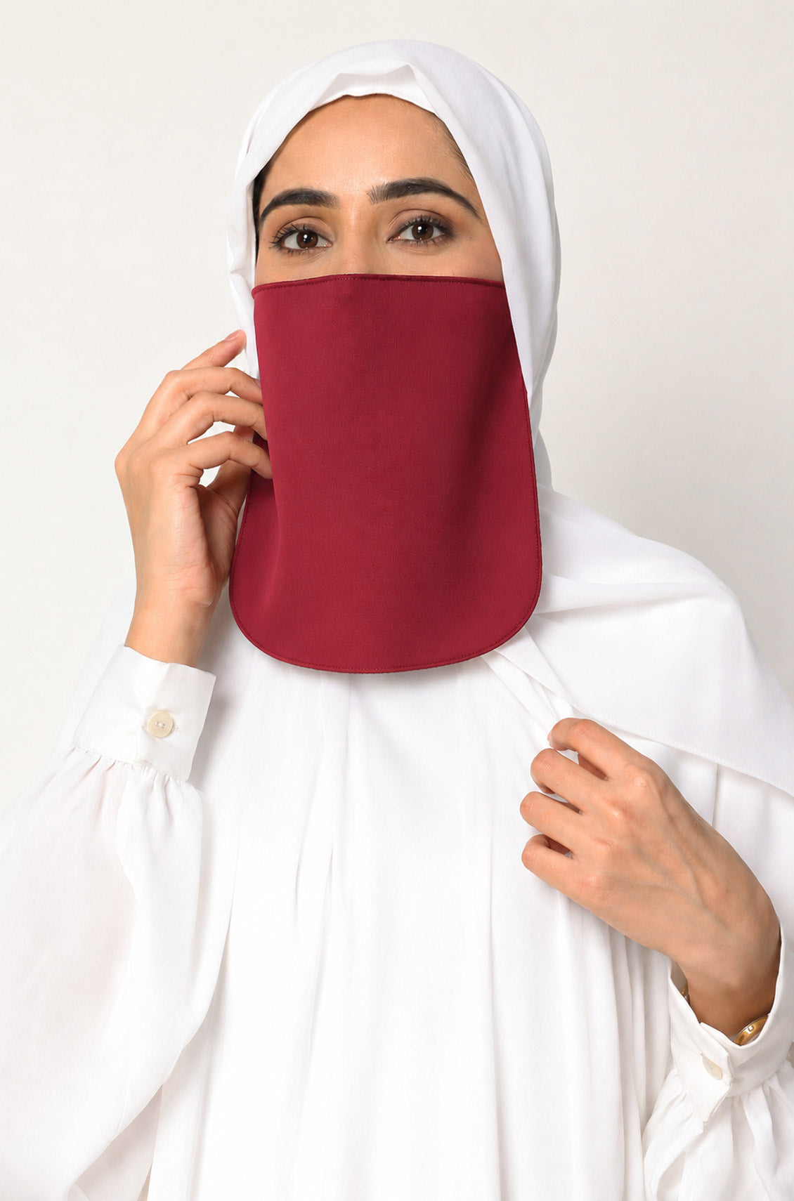 Half Niqab Short Maroon