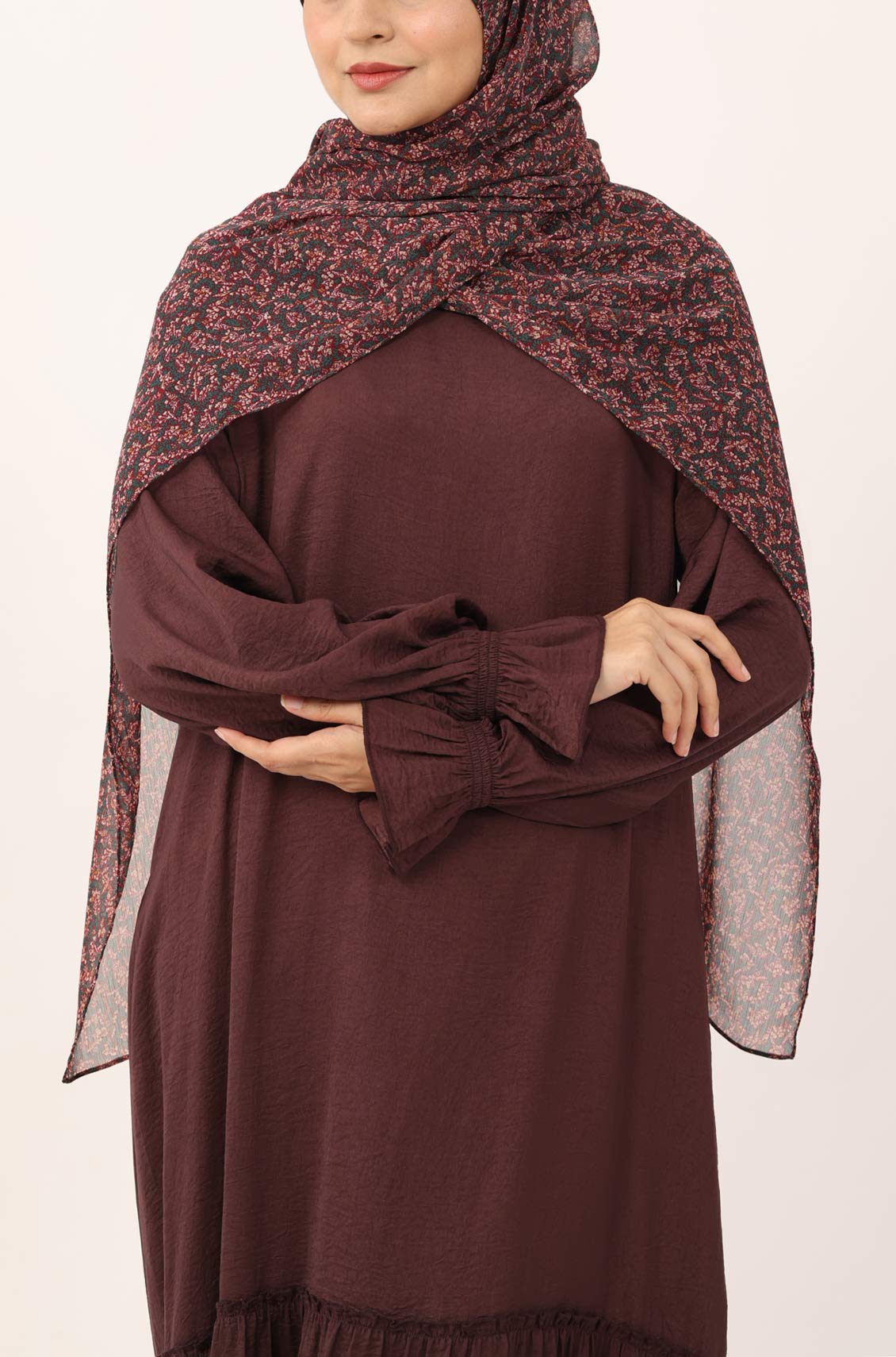Rustic Rose Print Chiffon Hijab