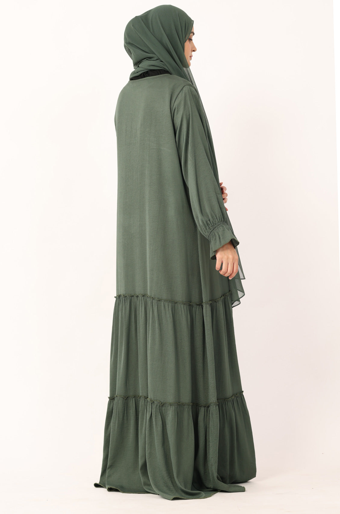Frill Abaya Dress Moss Green