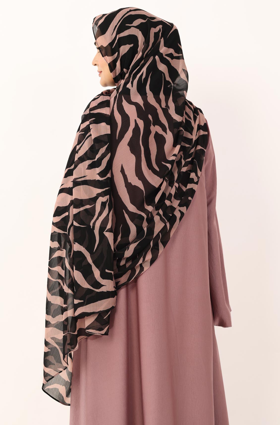 Zebra Rose Print Chiffon Hijab