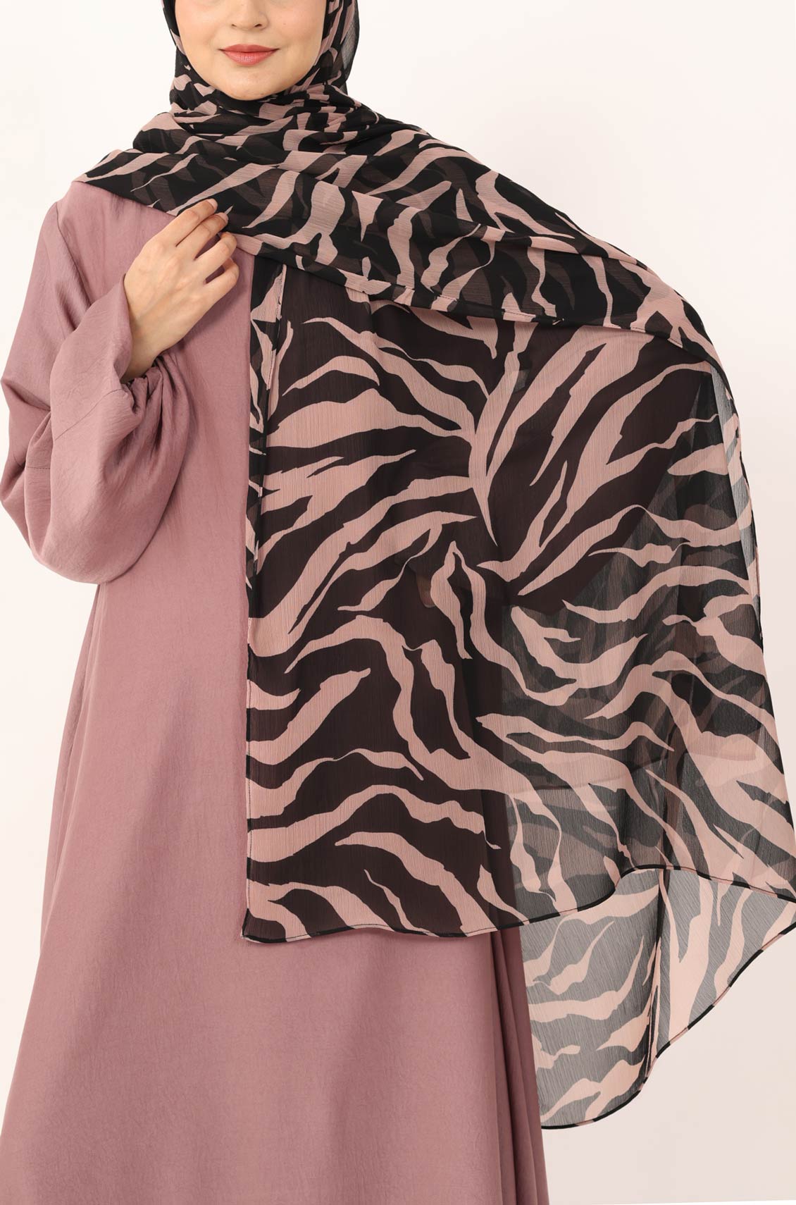 Zebra Rose Print Chiffon Hijab
