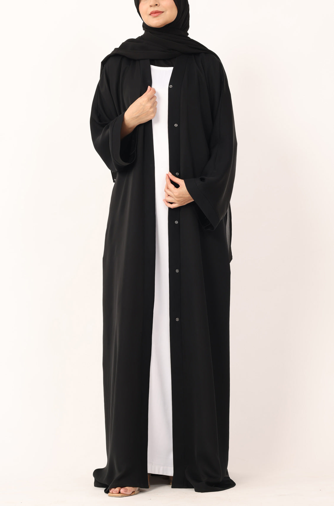 Black Nida Abaya Front Open