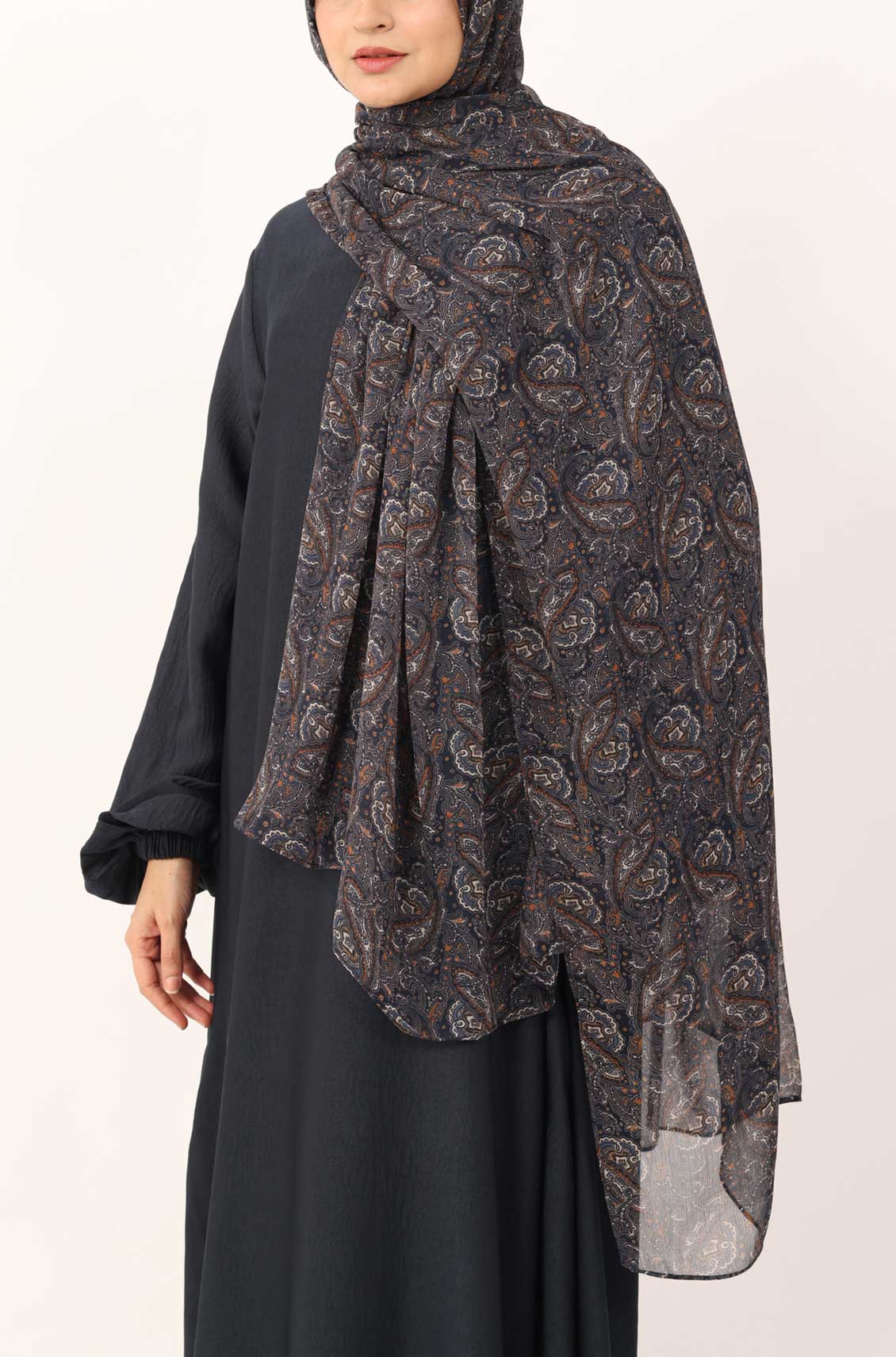 Midnight Paisley Print Chiffon Hijab