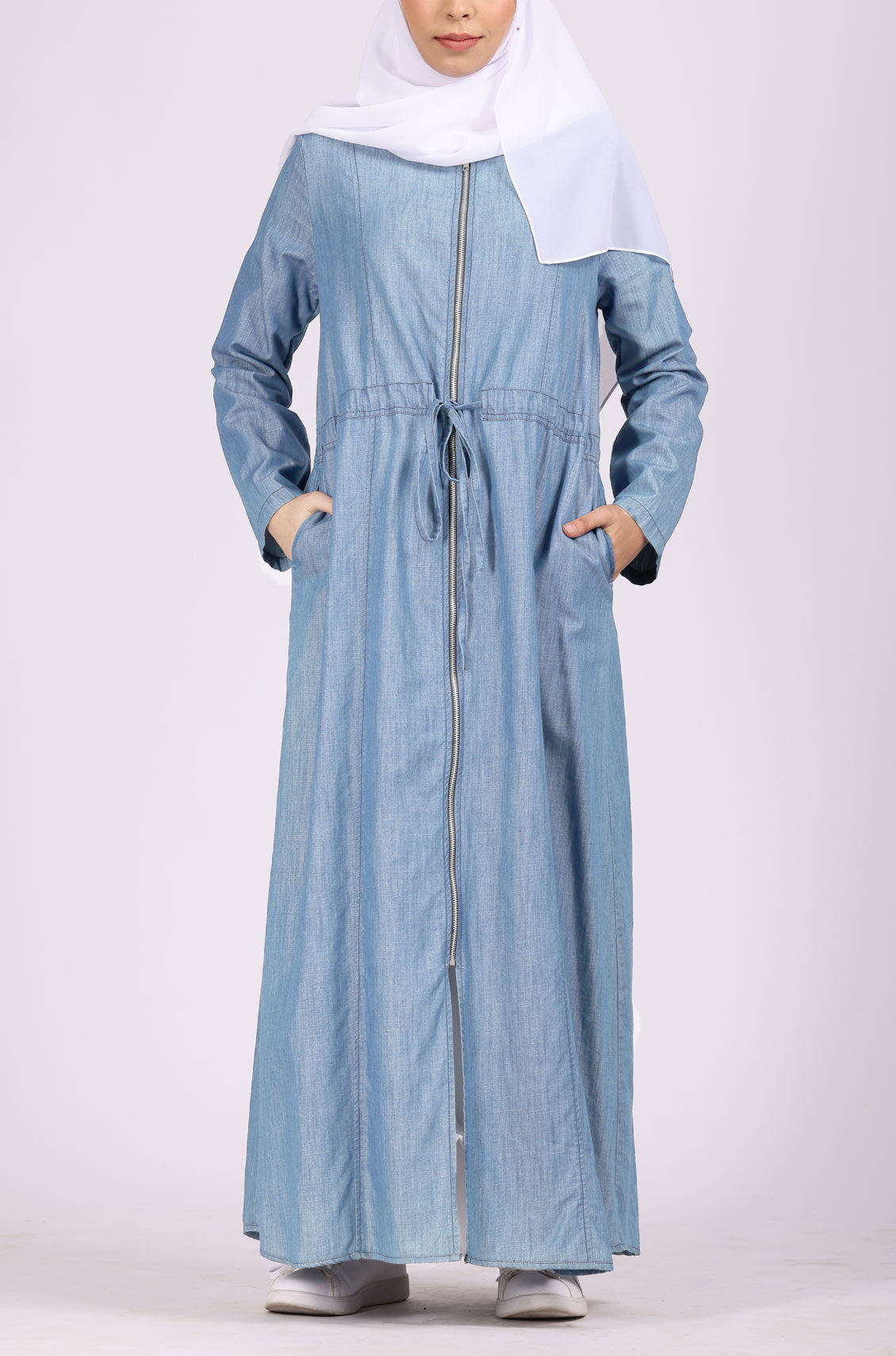 Denim Abaya Dress Ice Blue