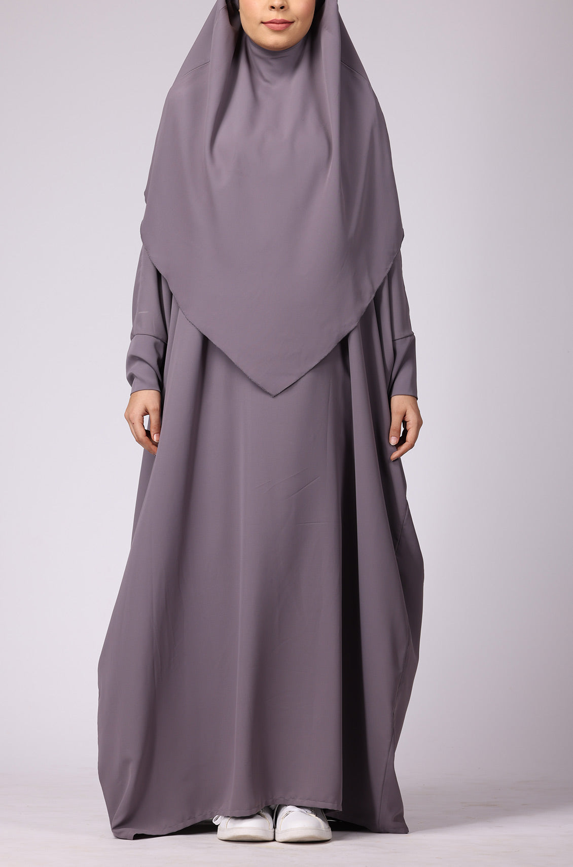 Simple Abaya Kaftan Style Lilac Grey