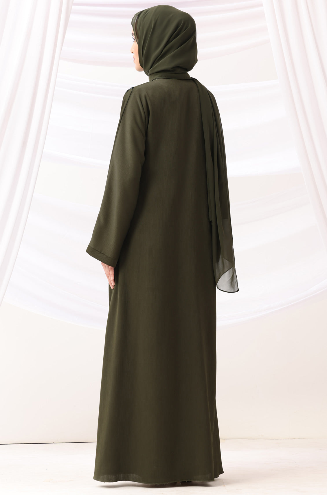 Sehr Handwork Abaya Deep Olive