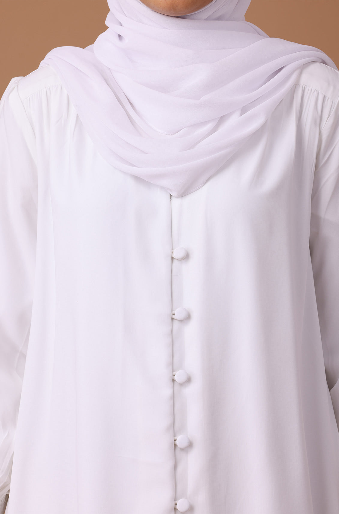 White Elastic Cuff Simple Abaya