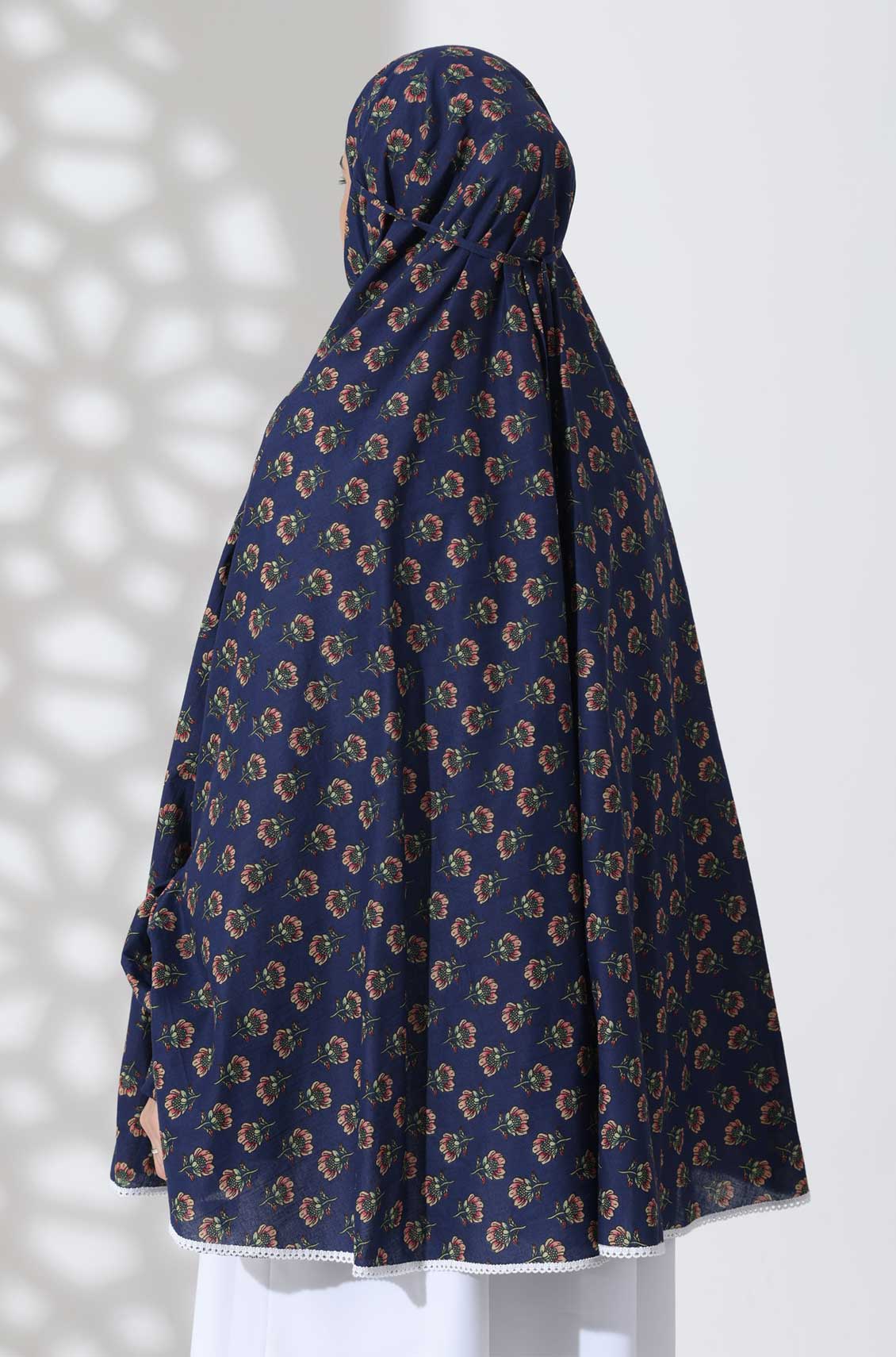 Navy Bloom Cotton Namaz Makhna