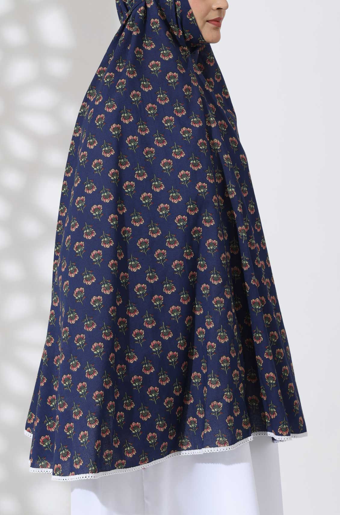 Navy Bloom Cotton Namaz Makhna