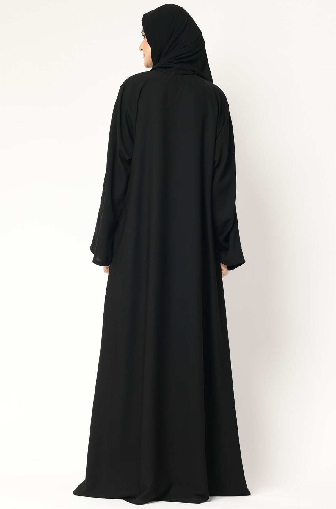 Simple Everyday Abaya - Front Closed Jet Black