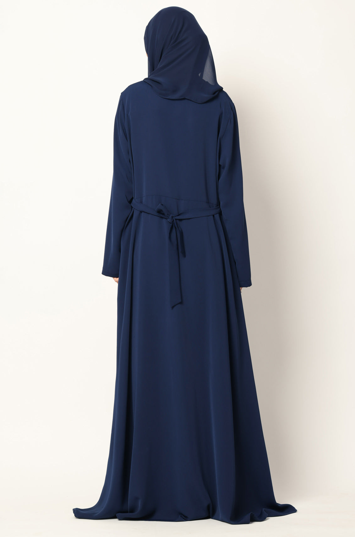 Simple Flared Abaya with Buttons - Persian Blue