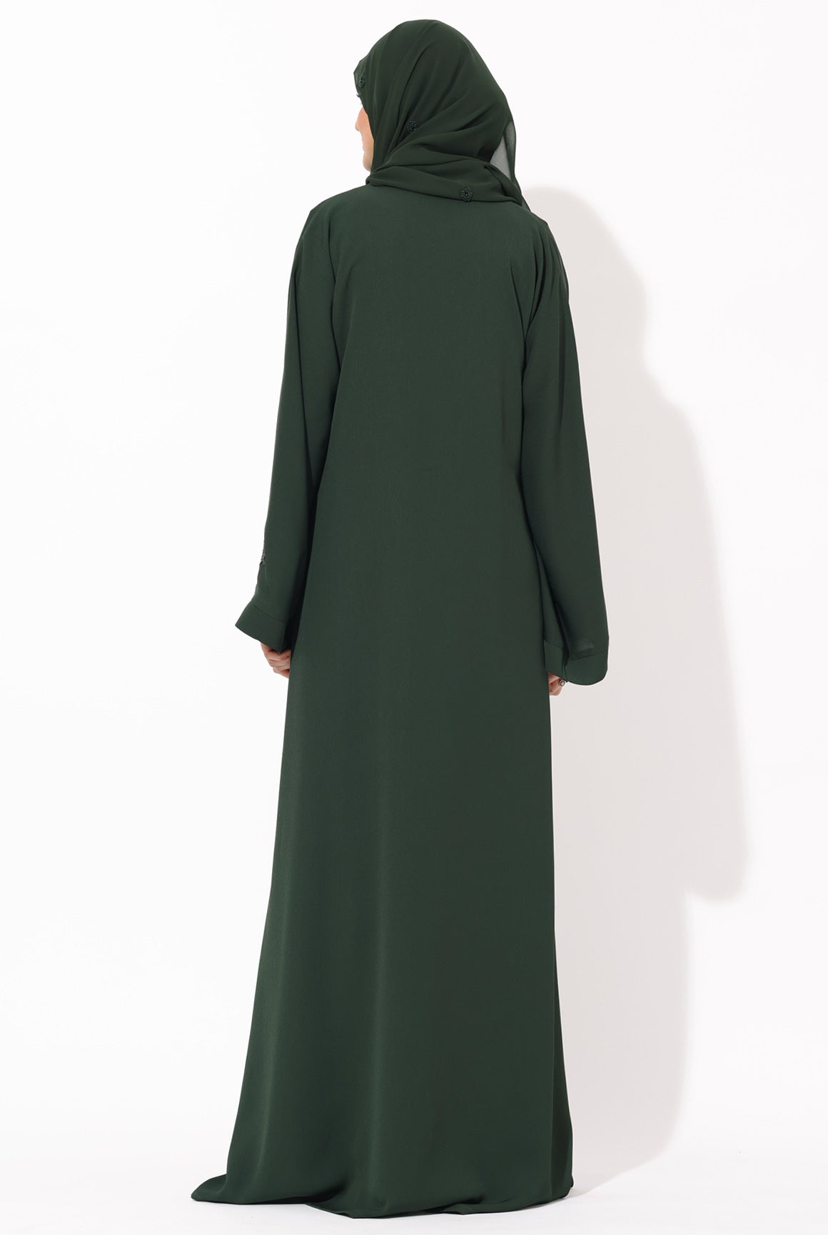 Luxury Pretty Petals Abaya Dress - Forest Green