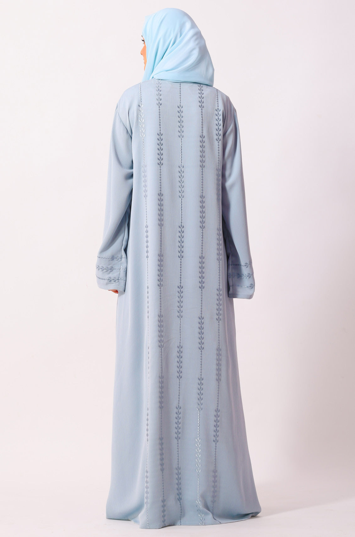 Luxury Floral Abaya Dress Powder Blue