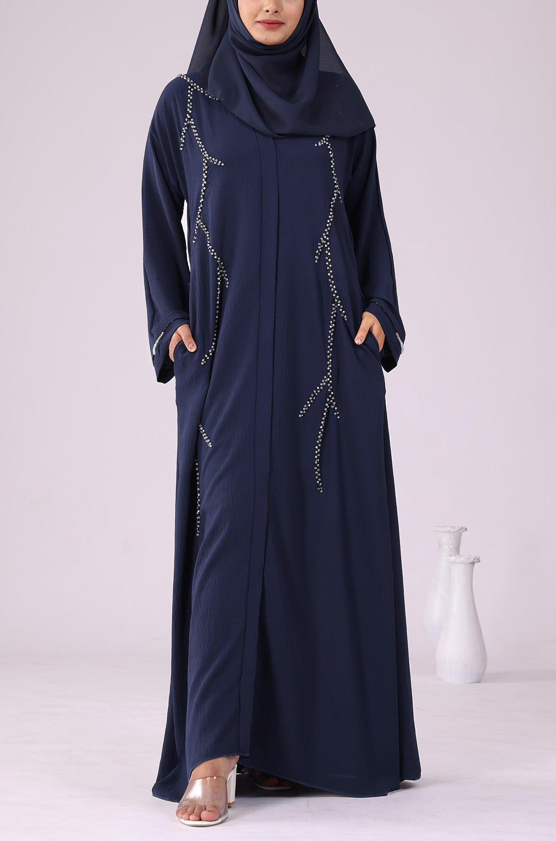 Pearl Abaya Dress Navy Blue OnlyModest