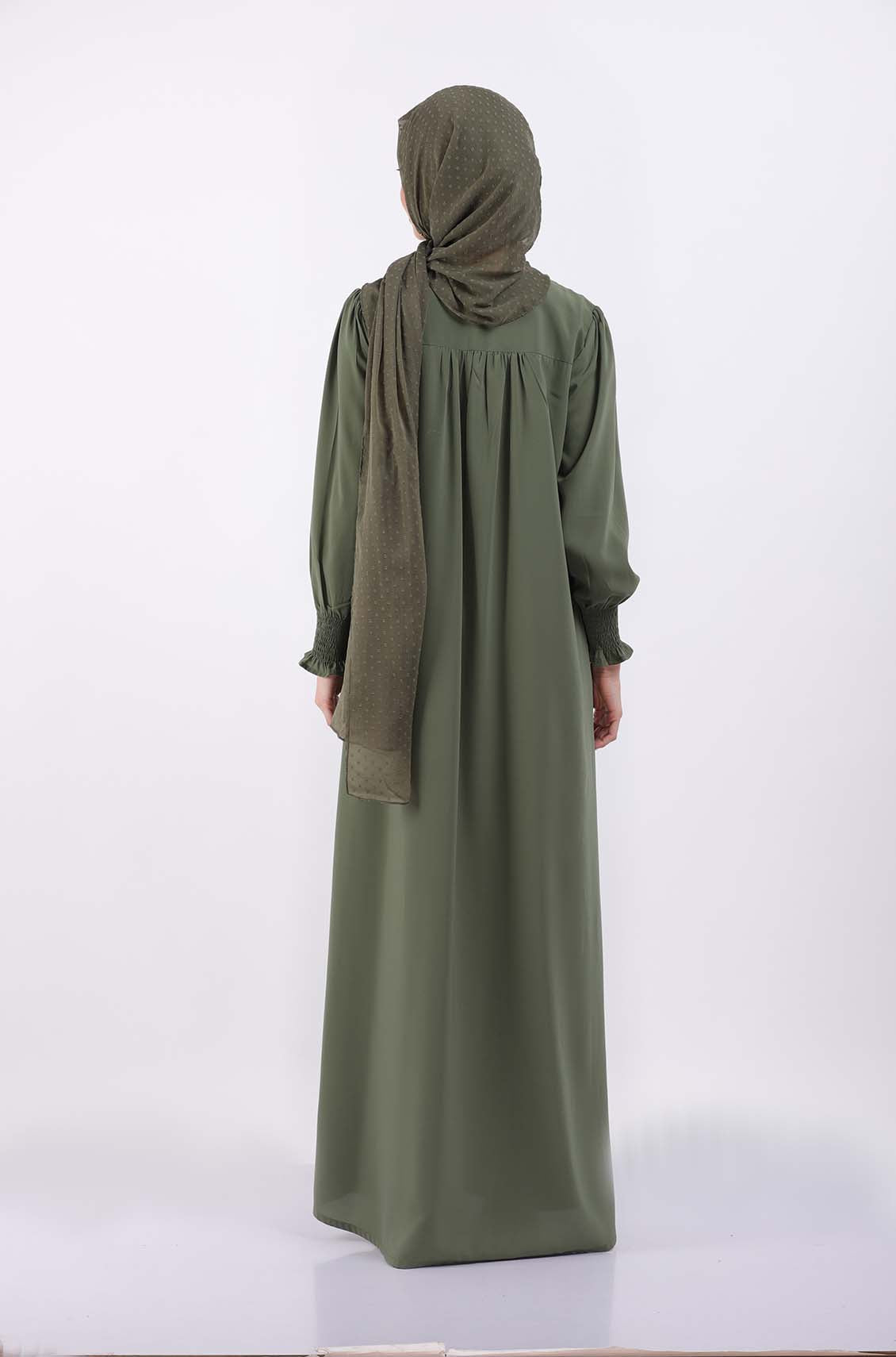 Sage Green Elastic Cuff Simple Abaya
