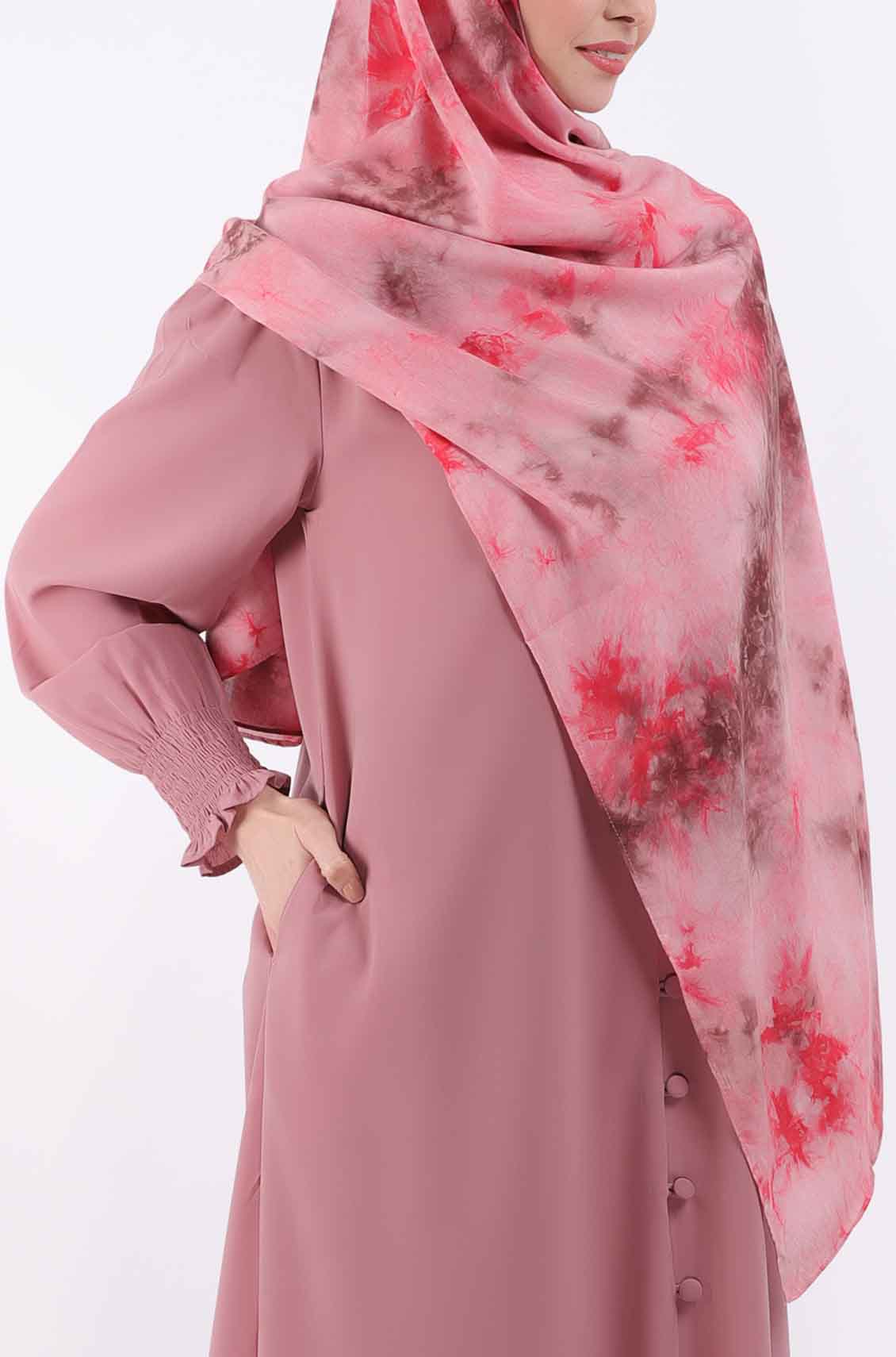 Pink Rayon Cotton Tie Dye Hijab