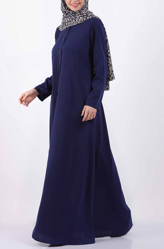 Persian Blue Waist Flared Simple Abaya