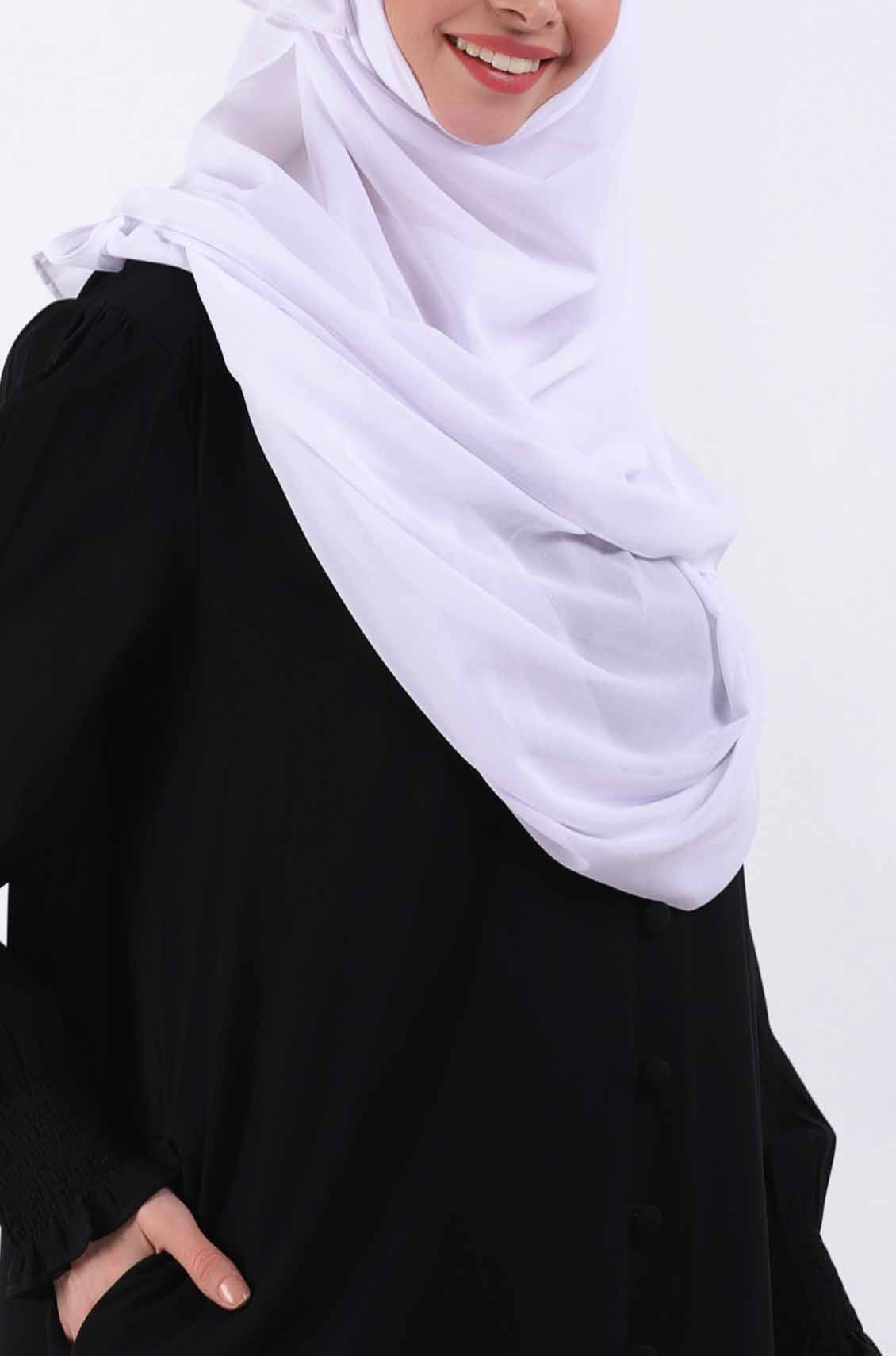White Georgette Plain Hijab