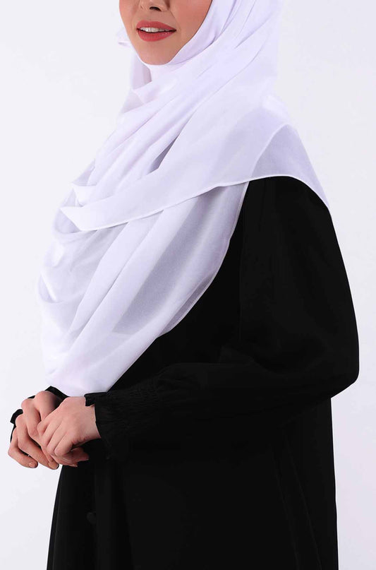 White Georgette Plain Hijab