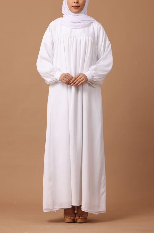 White Satin Abaya Dress
