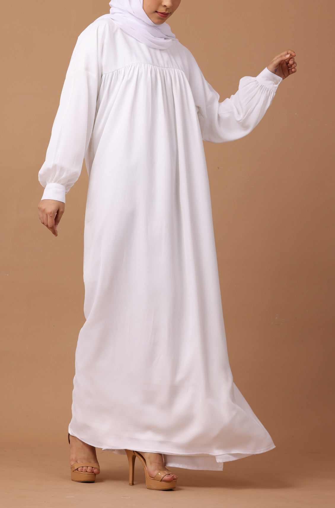 White Nida Abaya Dress