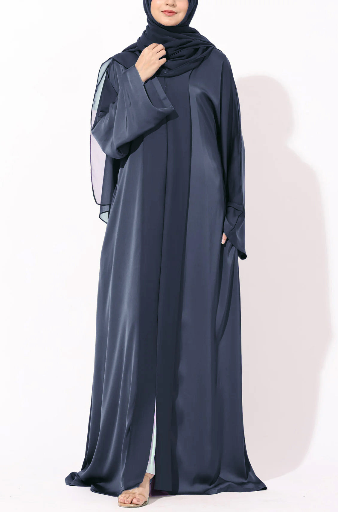 Luxury Pleated Abaya Ash Blue