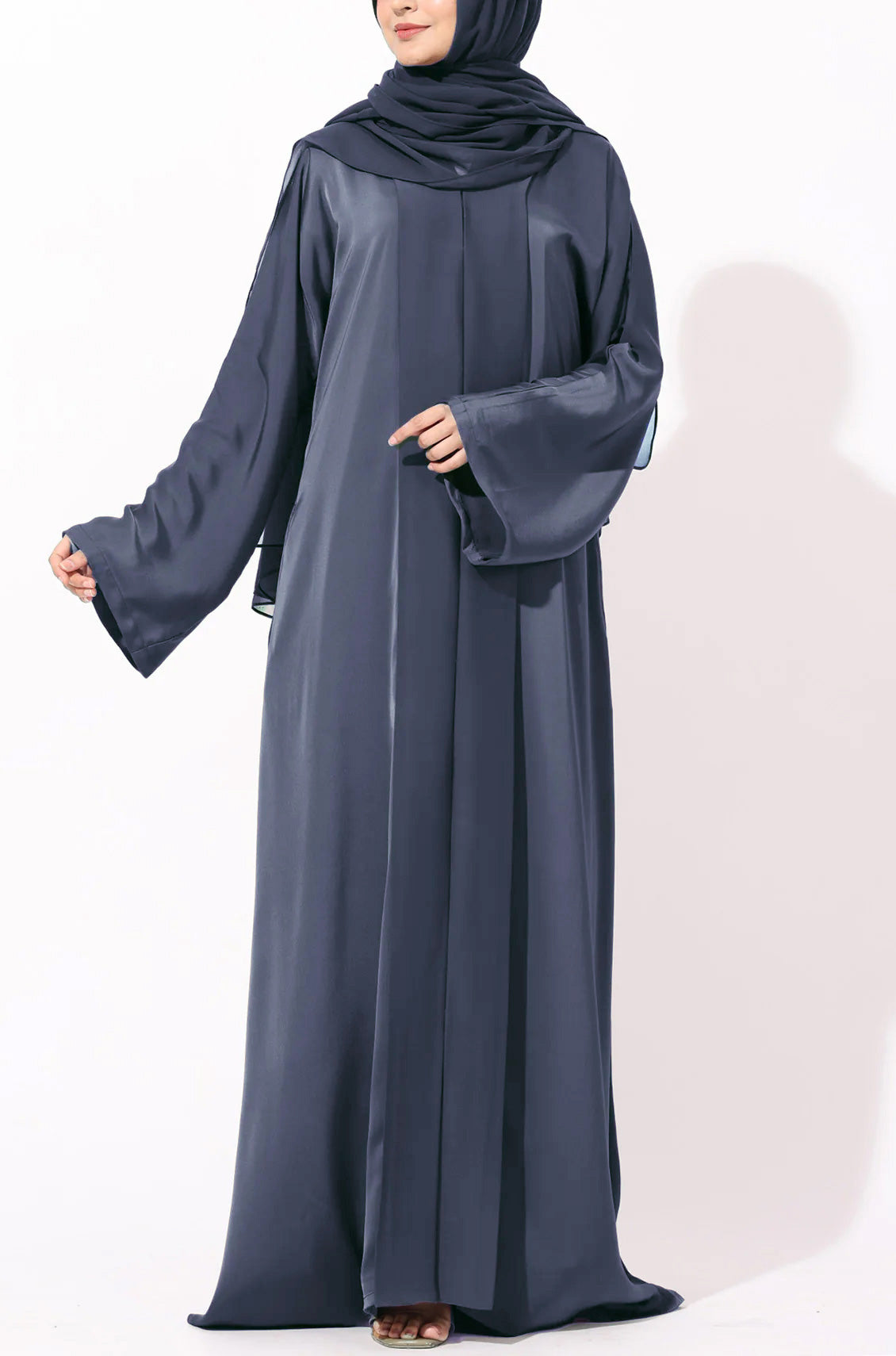 Luxury Pleated Abaya Ash Blue