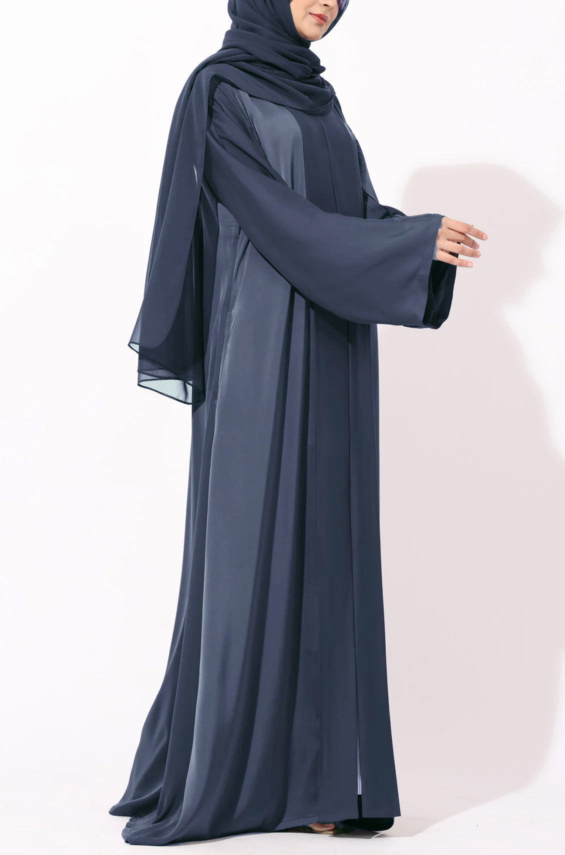 Luxury Pleated Abaya Ash Blue