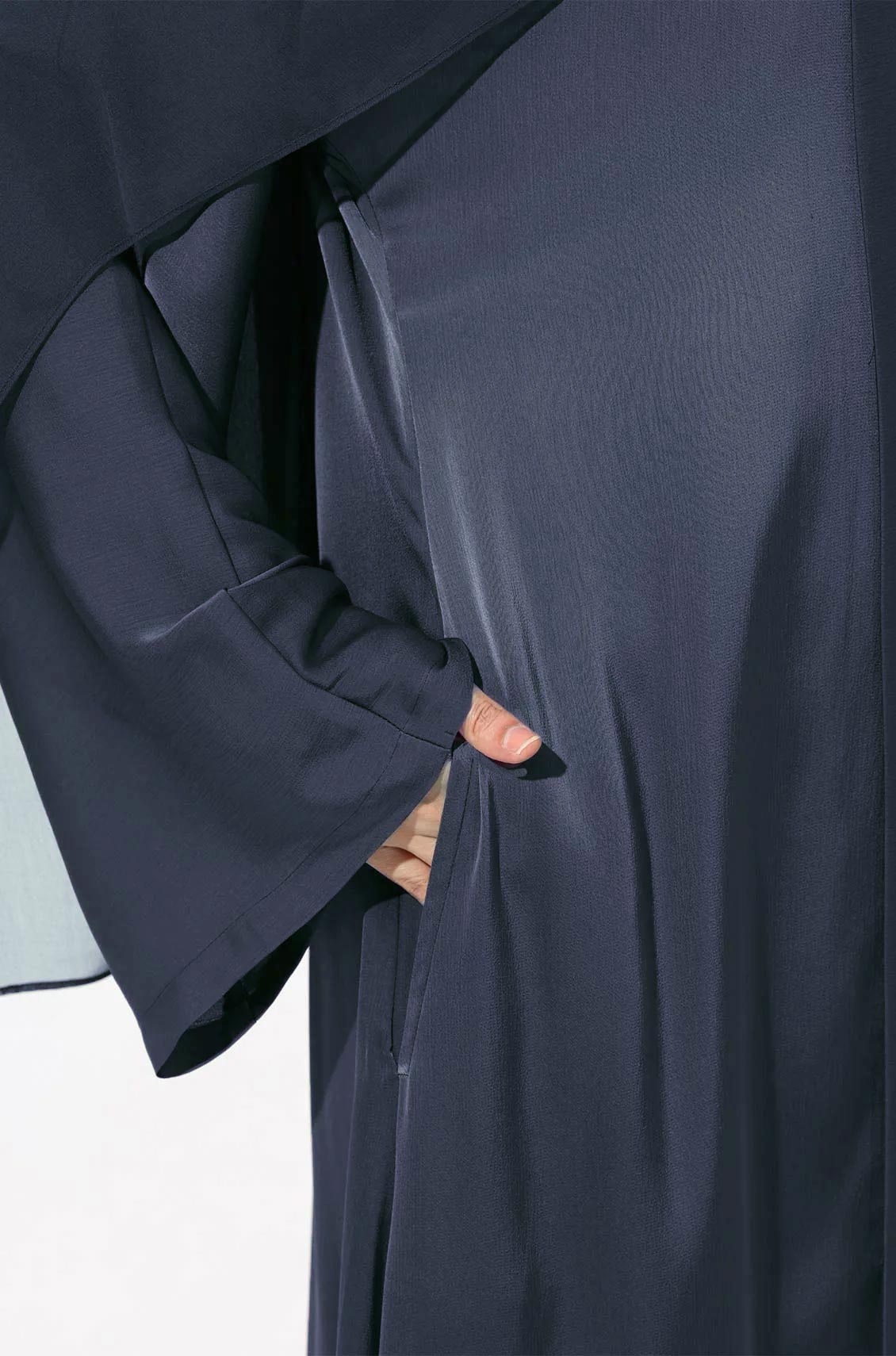 Luxury Pleated Abaya Ash Blue