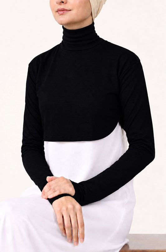 Crop Neck and Sleeve Extender High Neck Black