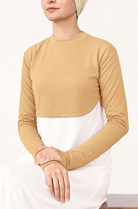 Crop Neck and Sleeve Extender Nude