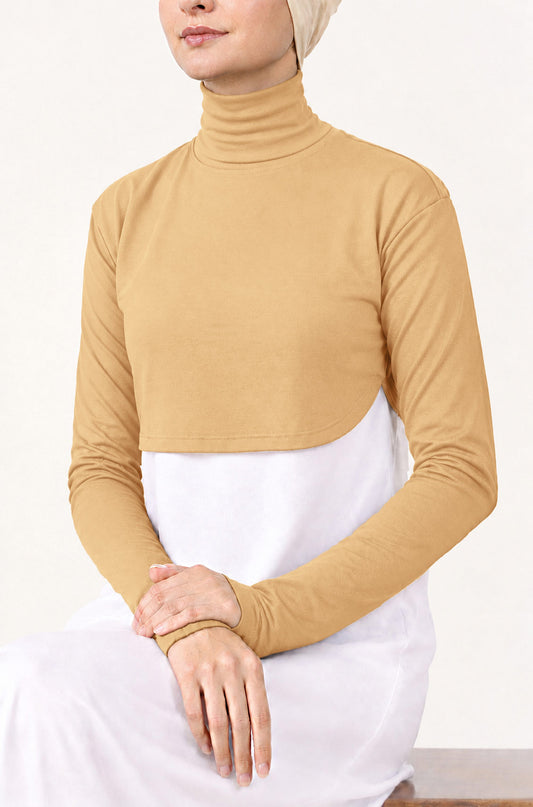 Crop Neck and Sleeve Extender High Neck Nude