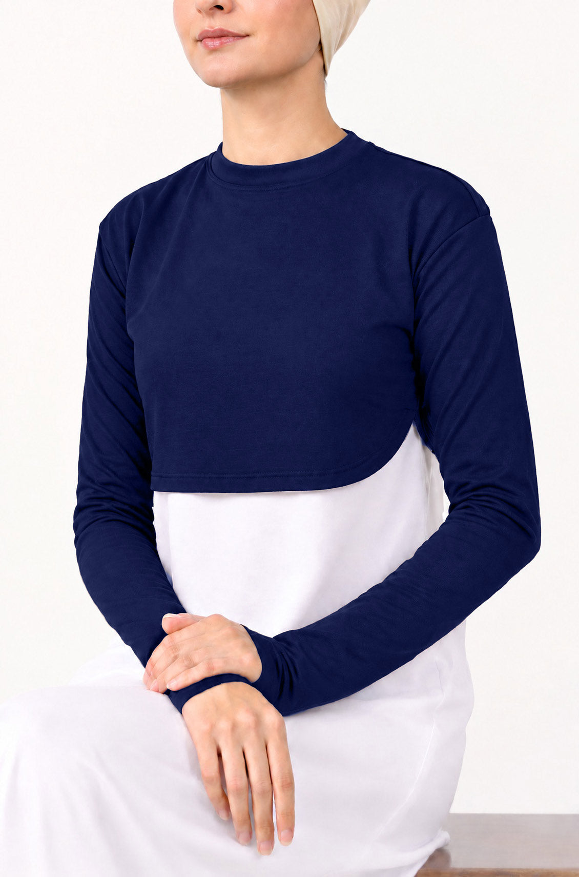 Crop Neck and Sleeve Extender Navy