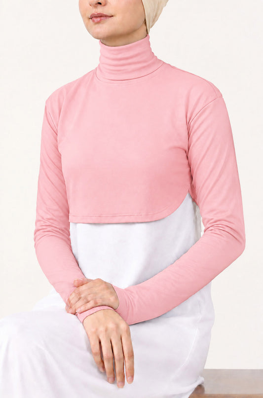 Crop Neck and Sleeve Extender High Neck Baby Pink