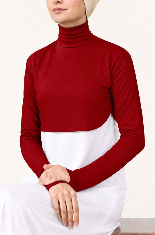 Crop Neck and Sleeve Extender High Neck Bridal Red