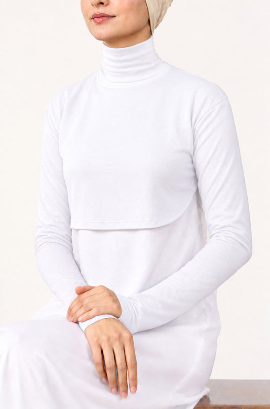 Crop Neck and Sleeve Extender High Neck White