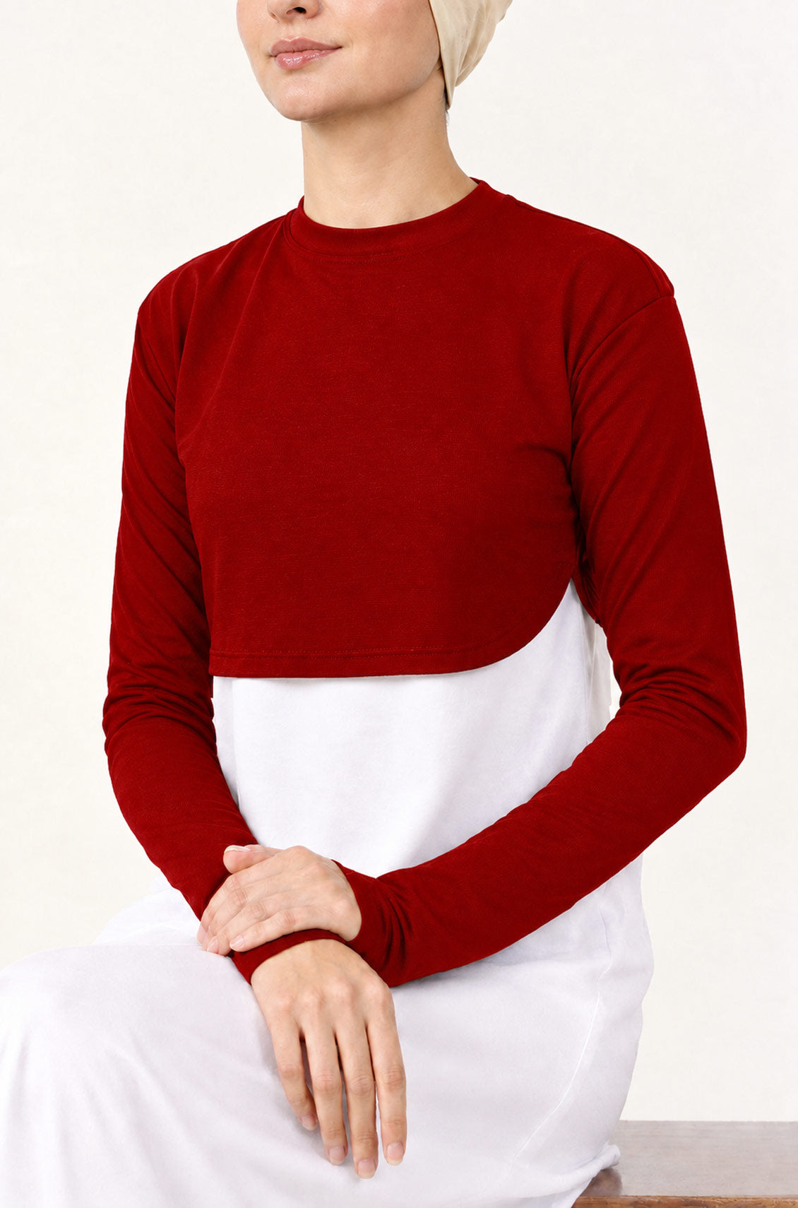 Crop Neck and Sleeve Extender Bridal Red