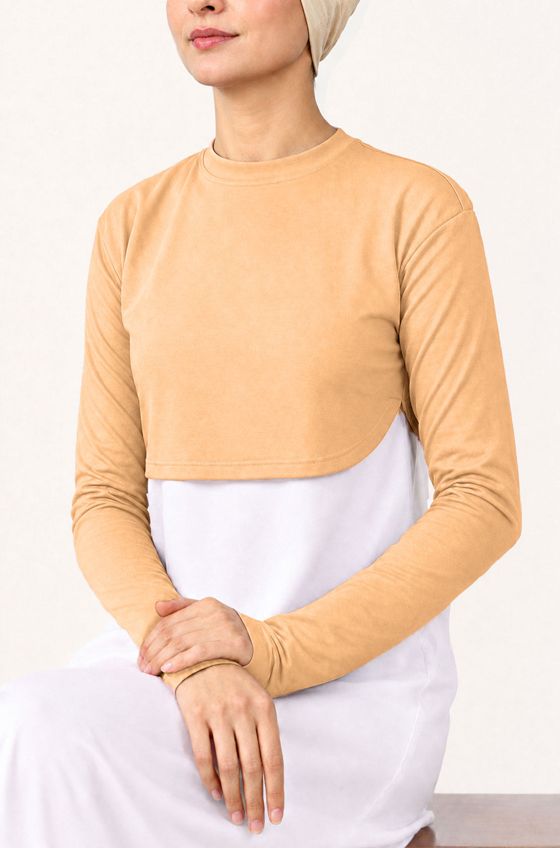 Crop Neck and Sleeve Extender Nude
