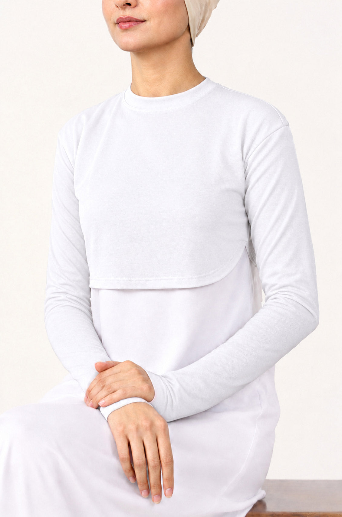 Crop Neck and Sleeve Extender White