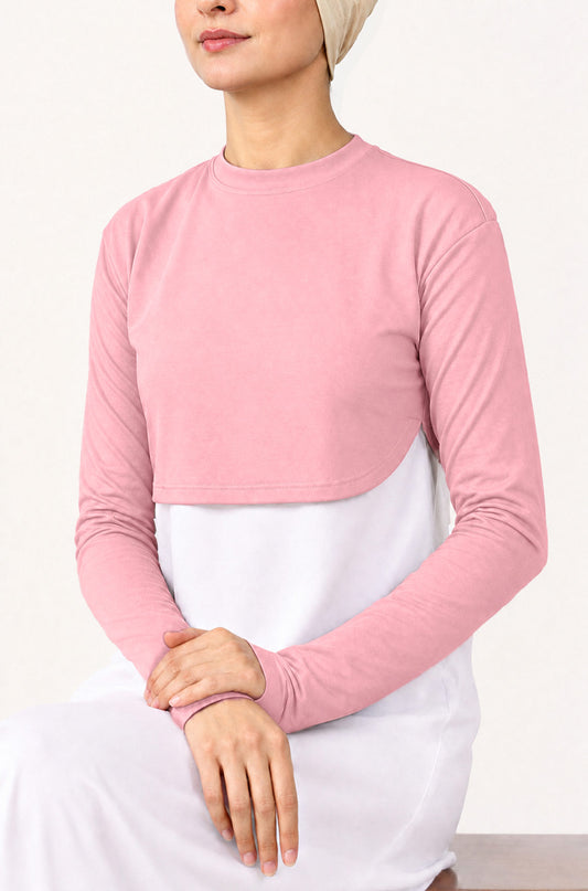 Crop Neck and Sleeve Extender Baby Pink