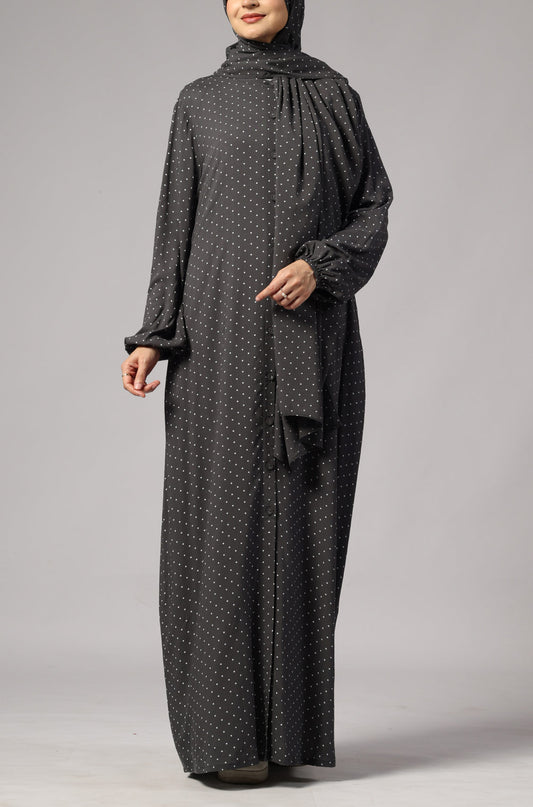 Polka Modal Abaya Dress Grey