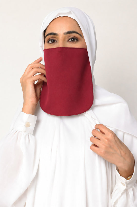 Half Niqab Short Maroon