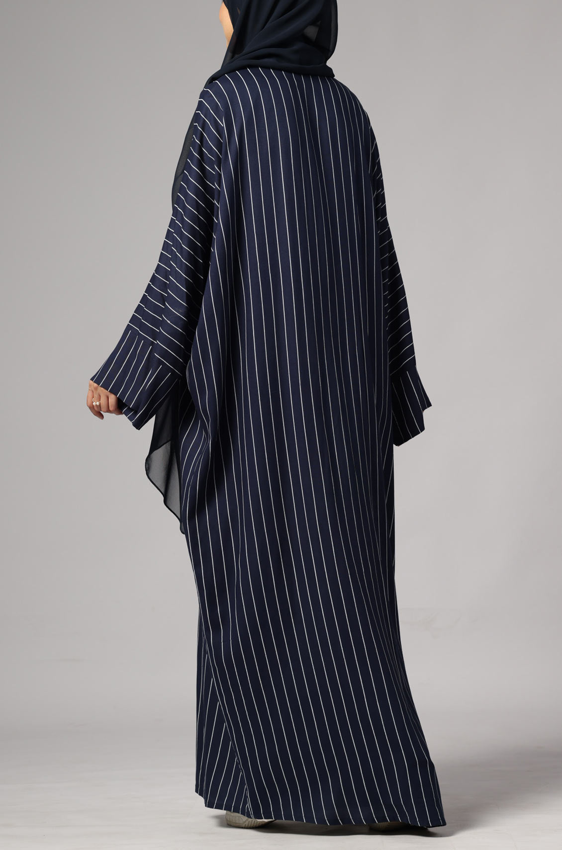 Zoya Striped Abaya- Navy