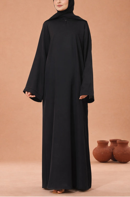 Black Emirati Nida Abaya Front Closed