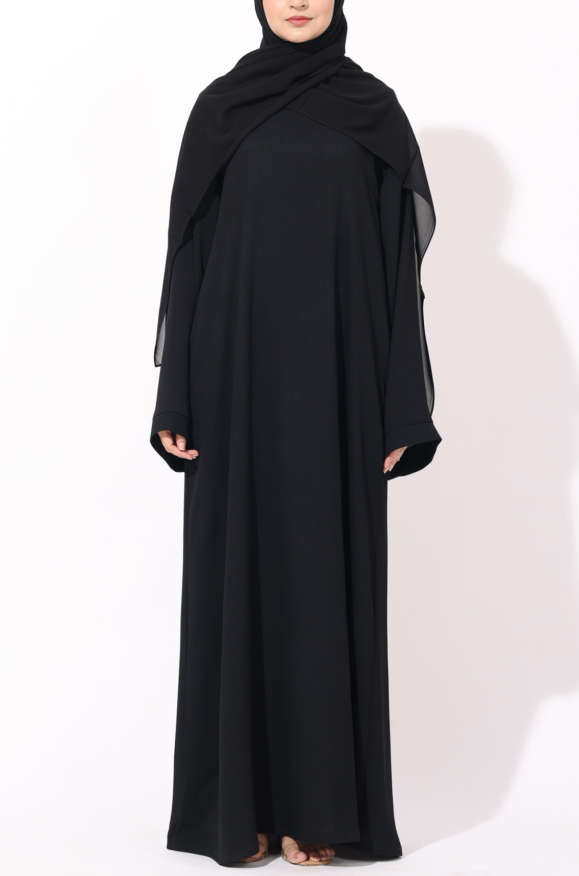 Black Zoom Abaya Front Closed
