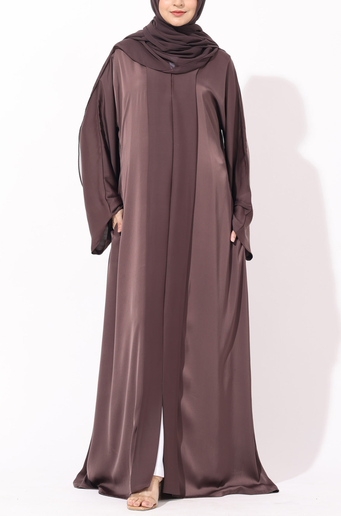 Luxury Pleated Abaya Espresso Brown