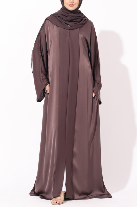 Luxury Pleated Abaya Espresso Brown